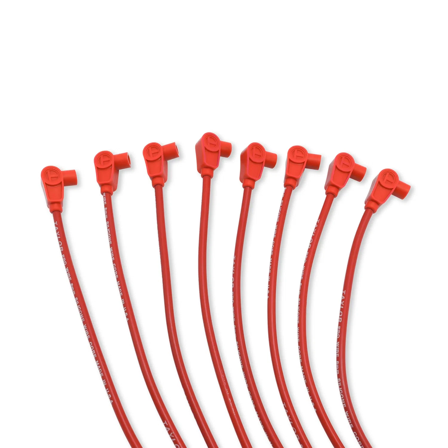 Spark Plug Wire Set Universal 8mm Silicone 90_ 0 ohm_ft Prowire Solid Red 70250